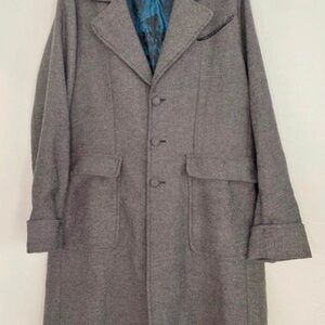 Men's Gray Long Wool Coat - Classic Overcoat